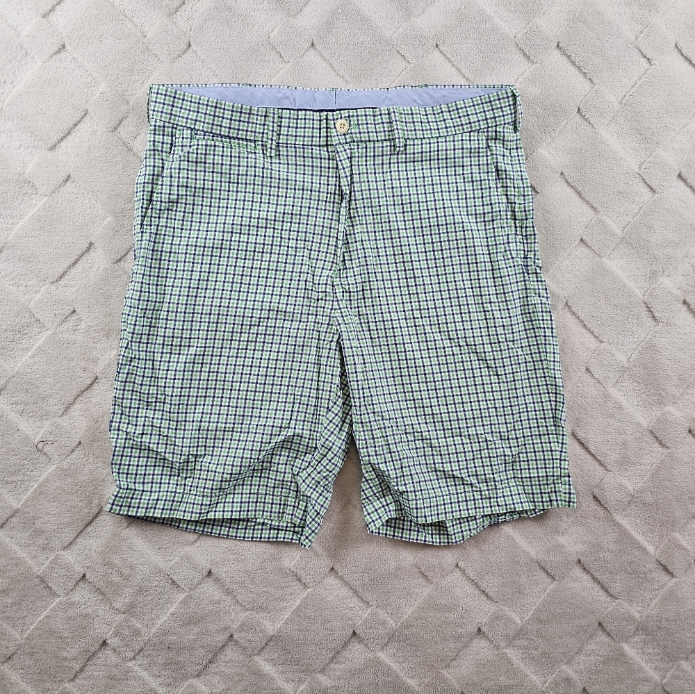 Polo Ralph Lauren Chino Shorts Mens 34 Green Checkered Plaid Golf Preppy Casual